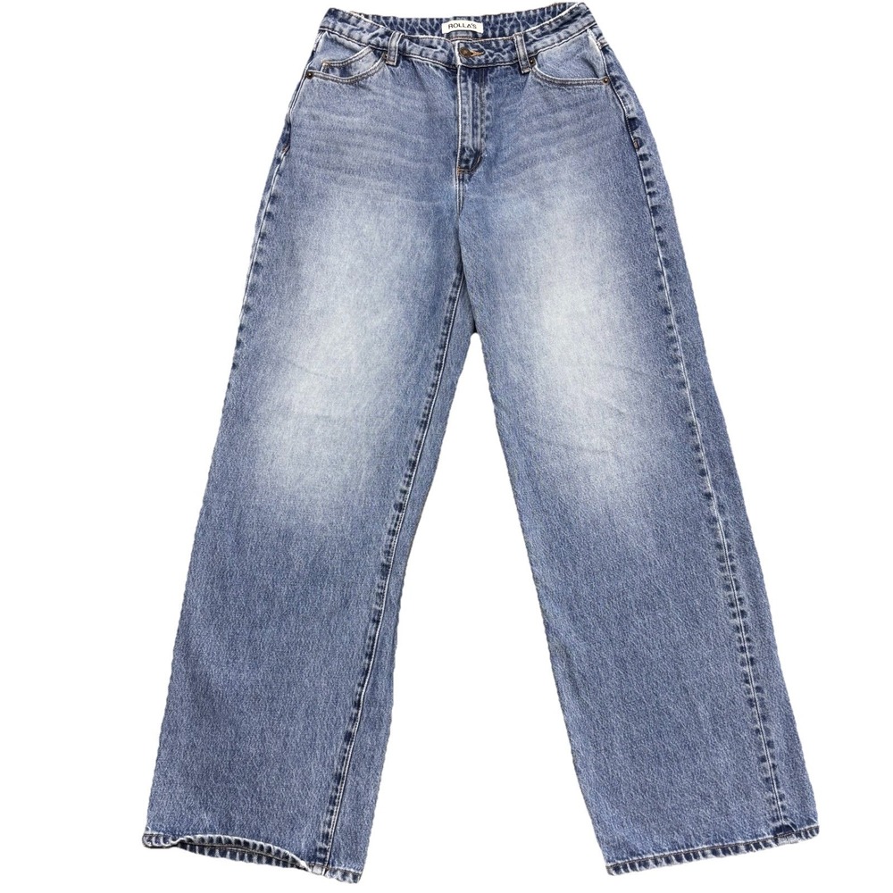 Rollas Jeans Kate Baggy Womens 27 x 31 Blue Denim Wide Leg Skater Boho Y2K